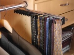 A pull out tie rack keeps ties organized and wrinkle-free
