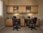 Desk in Office in Candlelight finish with crown molding in Recessed Panel Premier profile