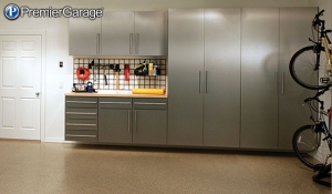 Stainless steel garage cabinets from Premier Garage by Tailored Living